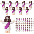 thumbnail image 1 of 60 Pcs Little Jesus Figurine Miniature Jesus Doll Tiny Jesus Figurine to Hide and Seek Classic Religious Gifts Christ Savior Jesus for Sunday Easter Egg Stuffers Baptism Gift(60,Purple), 1 of 6