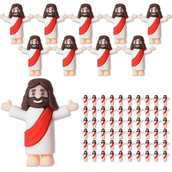 60 Pcs Little Jesus Figurine Miniature Jesus Doll Tiny Jesus Figurine to Hide and Seek Classic Religious Gifts Christ Savior Jesus for Sunday Easter Egg Stuffers Baptism Gift(60,Red)