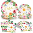 thumbnail image 1 of 60 Pcs Luau Party Tableware Decorations, Aloha Tropical Disposable Dinnerware Set including Paper Plates with Napkins for Hawaiian Tropical Summer Birthday Party Supplies, Serves 20, 1 of 7