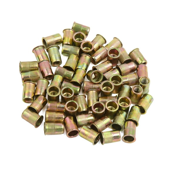 60 Pcs M6 Bronze Tone Stainless Steel Thread Small Head Rivet Nut Nutserts