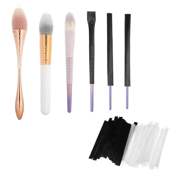 60 Pcs Makeup Brush Cover, Guard Brushes Protective Cover Cosmetic Pen Protector Reusable Expandable Mesh Covers for Travel Women and Girls Storing (White, Black)