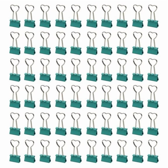 60 Pcs Metal Binder Clips with Heart Shaped Handle Heart Shape Binder Clips Heart Hollow Out Metal Binder Clips Green