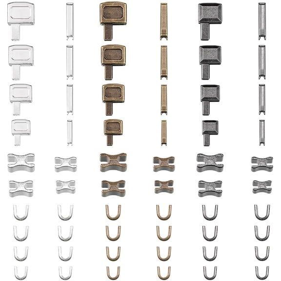 60 Pcs Metal Zipper Repair Kit 4 Sizes 3 5 8 10 Insertion Pin Latch Slider Retainer for Jackets Coats DIY Sewing