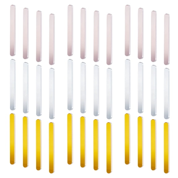 60 Pcs Mini Acrylic Popsicle Sticks 3 Colors Reusable Cakesicle Sticks Acrylic Crafts Sticks Mirror Ice Cream Sticks 4.52Inch