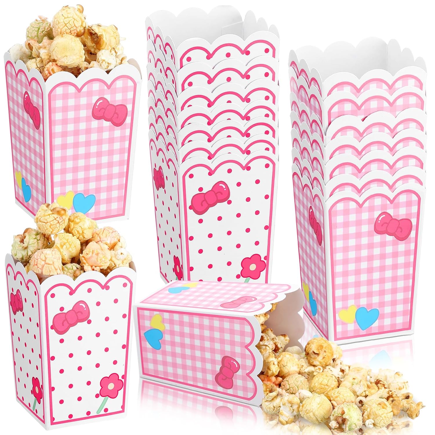 60 Pcs Mini Cartoon Pink Cat Party Supplies Popcorn Box Pink Bow ...