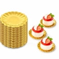 thumbnail image 1 of 60 Pcs Mini Dessert Plates, Artrylin 3.5 Inch Cupcake Plates, Disposable Small Cupcake Trays with Scalloped Rim for Appetizer, Pastry Display, Wedding & Party Supplies, Gold, 1 of 7