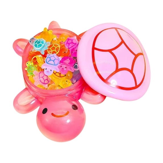 60 Pcs Mini Resin Turtle with 3 Pc Large Turtle Storage Box, Luminous Miniature Tiny Turtles to Hide Glow in The Dark for Fairy Garden Micro Landscaping Home Decor Crafts (Pink)