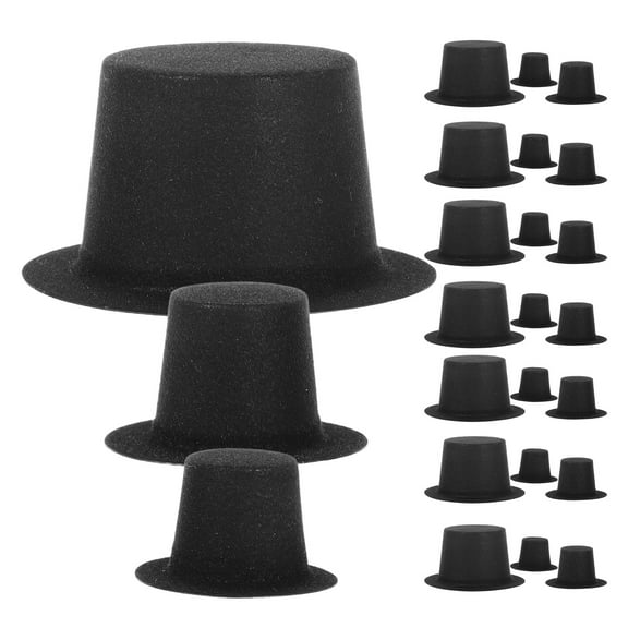 60 Pcs Mini Snowman Felt Top Hats Christmas Gifts Kids Child Black