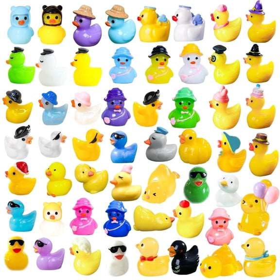 60 Pcs Multicolor Mini Resin Ducks, Tiny Ducks to Hide, Little Ducks Figurine.