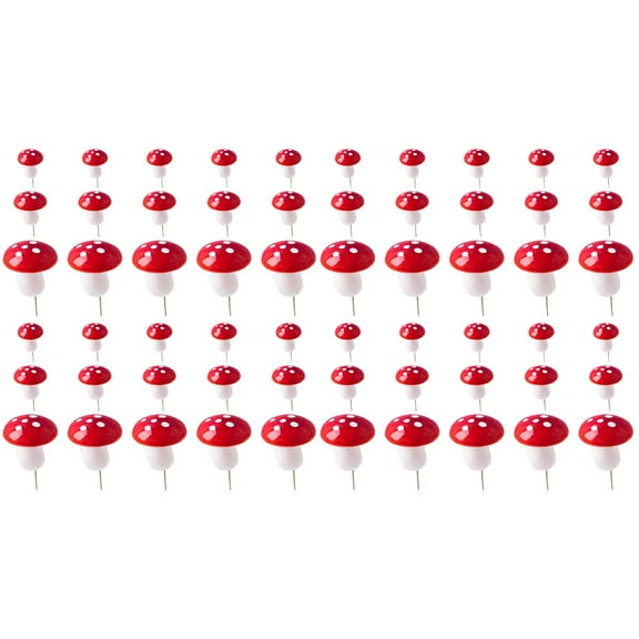 60 Pcs Mushroom Cake Toppers Hat DIY Pick Insert Birthday Decoration Fairy Cupcake Picks Dessert Baby