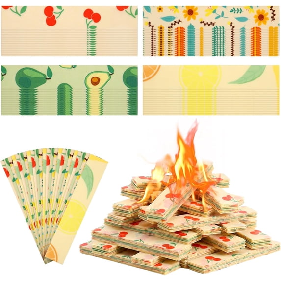 60 Pcs Natural Beeswax Fire Starters - Food Safe, No Chemical Smell | for Charcoal Grill, Smoker, Fire Pit, Campfire, Wood Stove | Organic Firestarter for BBQ Cooking & Camping