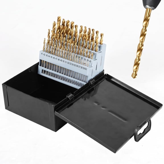 60 Pcs Numbered Drill Bit Set, Titanium Coated Twist Bits for Metal Wood, Fully Ground Drill Bit Set with 135 Degree Split Point, Straight Shank, Self Centering Design for Plastic and DIY Projects(lx