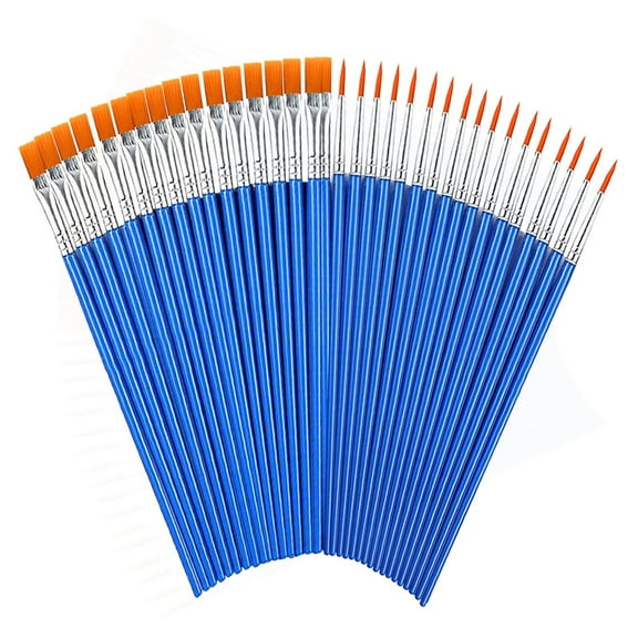 60 Pcs Paint Brushes, Round Flat Small Brush Bulk for Detail Painting, Paintbrushes for Kids