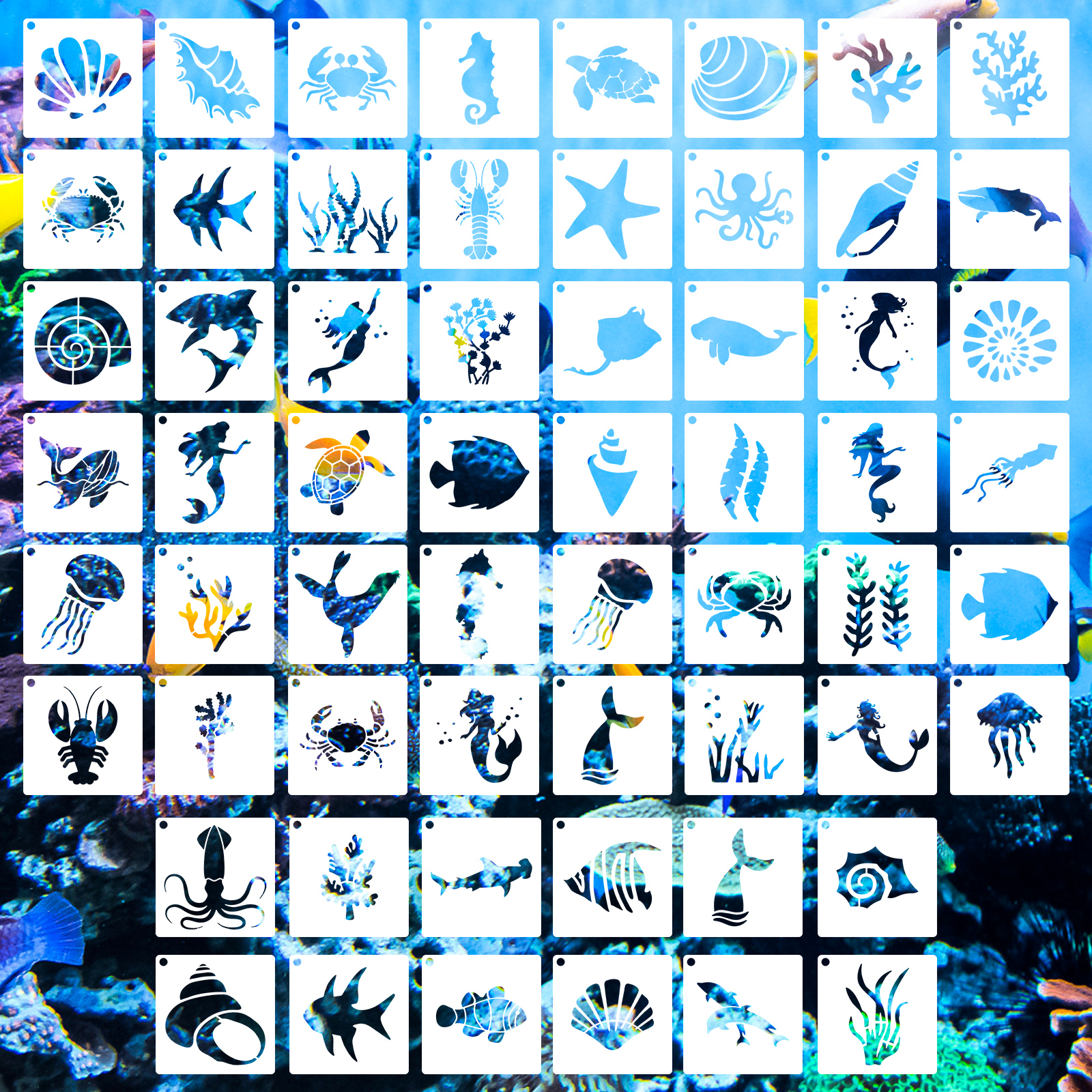 60 Pcs Painting Stencils Set for Painting on Wood Canvas Reusable Stencil Art Template Assorted