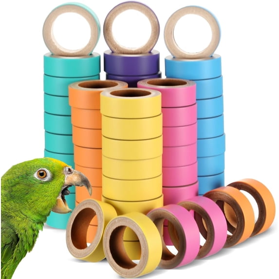 60 Pcs Parrot Toys Bagels Bird Toys, Durable Cardboard for Bird Toy Bagels Chewing Shredding Foraging Foot for Medium Large Parrot, Macaw, African Greys Cockatoos Eclectus Senegal