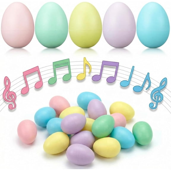 60 Pcs Pastel Easter Eggs Shakers Plastic Colorful Percussion Musical Maracas Decorative Shaker Eggs Gifts for Easter Basket Fillers, Musical Rhythm Instruments, Room Learning DIY Painting