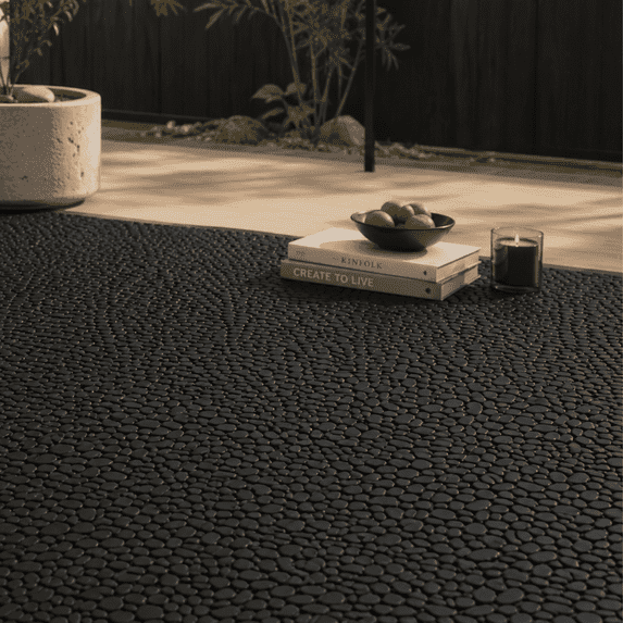 60-Piece Interlocking Plastic Deck Flooring Tiles, Waterproof Textured Floor Covering for Patio or Balcony, Black