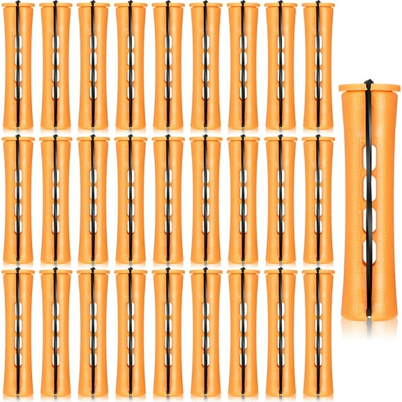 60 Pcs Perm Rods for Long Hair Plastic Curl Rods Cold Wave Irons Curling Roller for Hair Styling Hairdressing Tools (0.87 Inch, Orange)