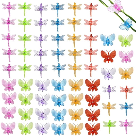 60 Pcs Plant Orchid Clips Kit Butterfly Vine Clips Dragonfly Orchid Support Clips Garden Plant Clips for Support Flower Vine Orchid, Mix Color$$Garden & Patio