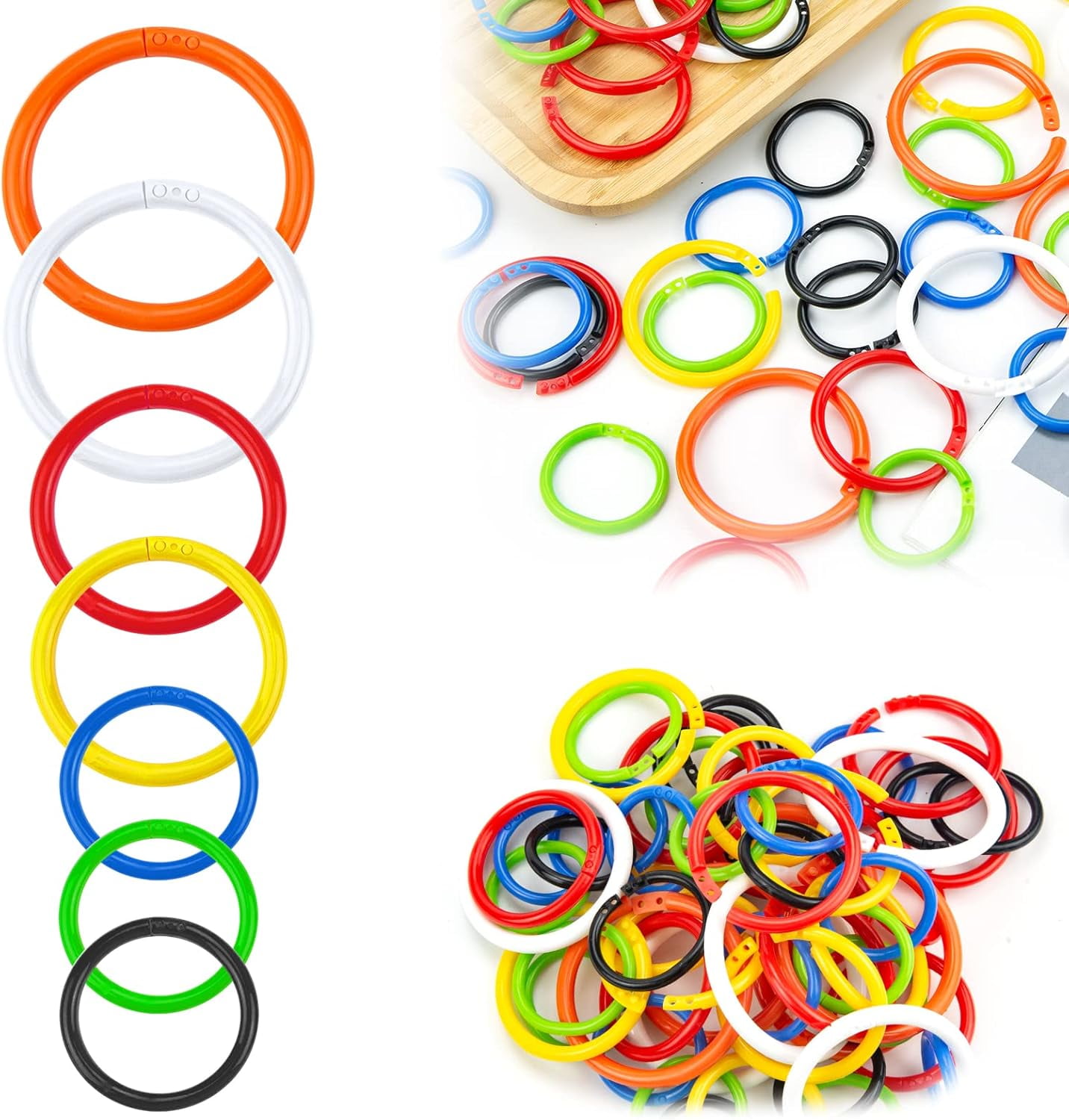 60 Pcs Plastic Binder Rings Colorful Office Book Rings for Loose Leaf ...