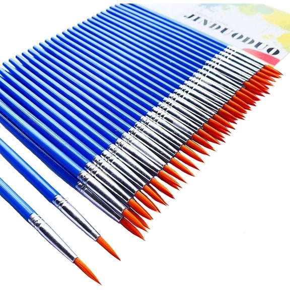 60 Pcs Pointed Round Paint Brushes for Kids/Students/Teens/Beginners,Detail Paint Brush Set for Watercolor/Oil/Acrylic,Short Plastic Handle Small Paintbrushes for Art Class Painting
