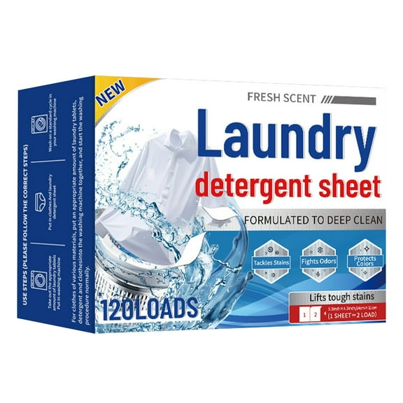 60 Pcs Portable Laundry Tablets Natural Ingredients Concentrated Stain Removal Instant Bubble Tablets Fresh Linen Scent Household Laundry Paper