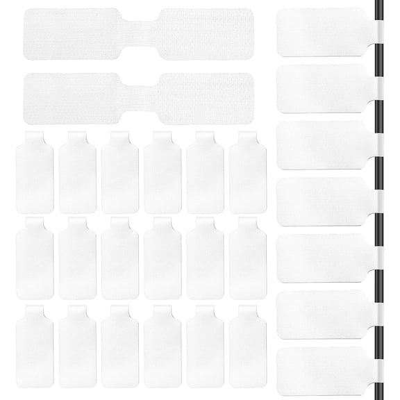 60 Pcs Rectangle White Cable Cord Labels, Nylon Self-Adhesive Wire Writable Reusable Tags Electrical Panel Label Cables Markers for Electronics Computer Management, Home, Office