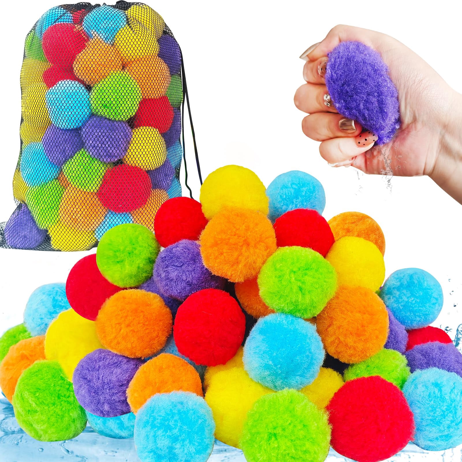 60 Pcs Reusable Water Balloons Soft Splash Balls for Outdoor Summer Family Activities