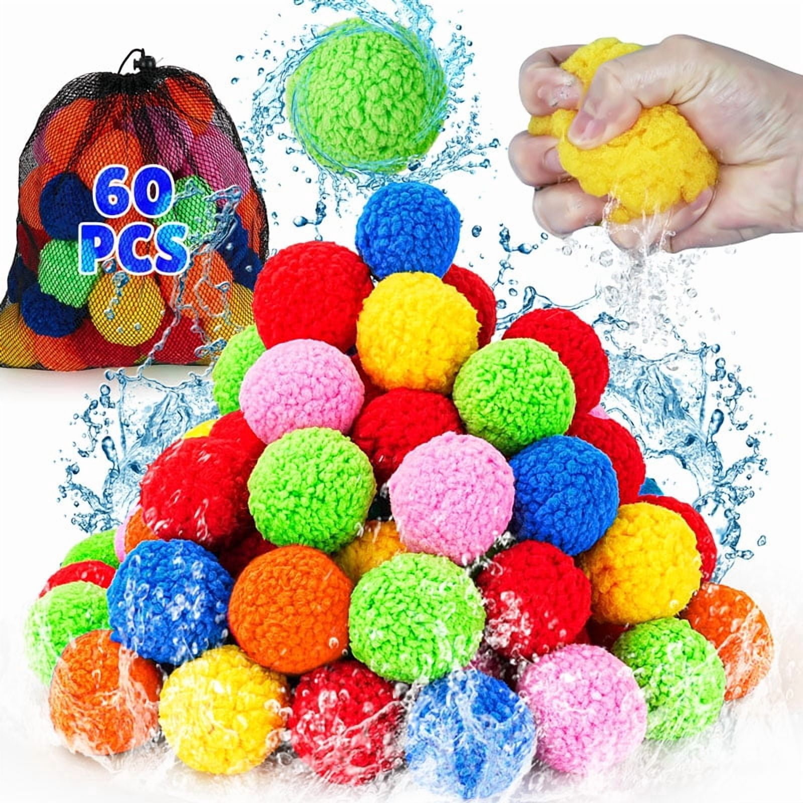 60 Pcs Reusable Water Balls, Reusable Water Balloons for Outdoor Toys and Games, Water Toys for Kids and Adults Boys and Girls - Summer Toys Ball for Pool and Backyard Fun