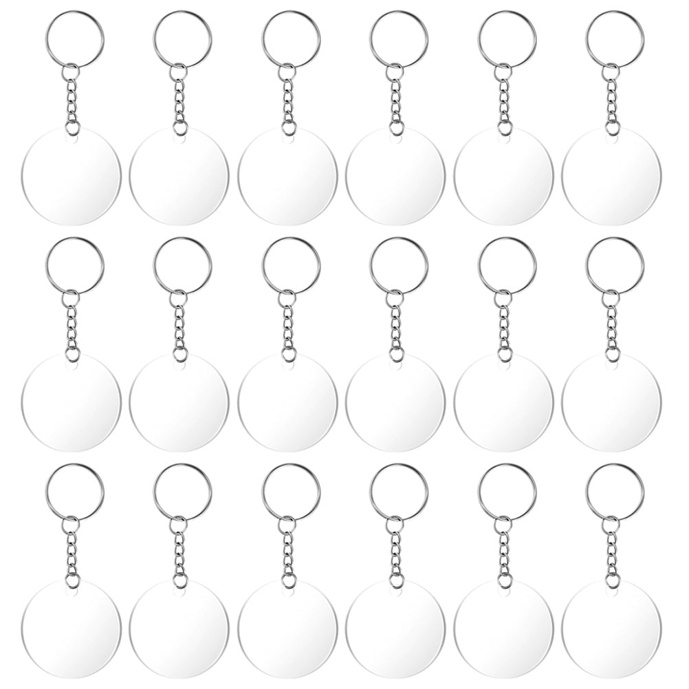 60 Pcs Round Acrylic Keychain DIY Set (Acrylic Keychain Blank, Key Ring
