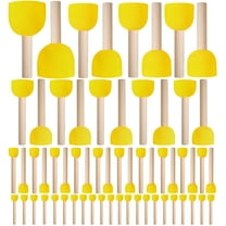 60 Pcs Round Paint Sponges Set, 5 Sizes Sponge Brushes for Painting, Sponge Paint Brushes for Acrylic Painting, Wooden Handle Craft Sponges for DIY, Crafts and Kids Arts