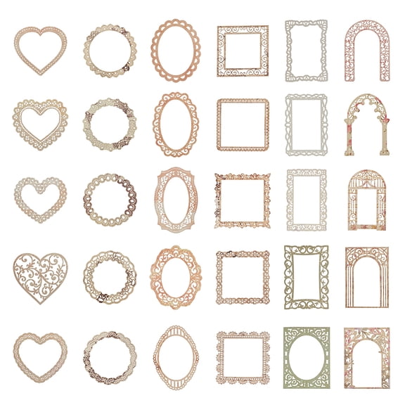 60 Pcs Scrapbook Cutouts Paper Lace 6 Style Decorative Paper Vintage Lace Hollow Out Scrapbook Supplies Photo Frame Decorative Stickers