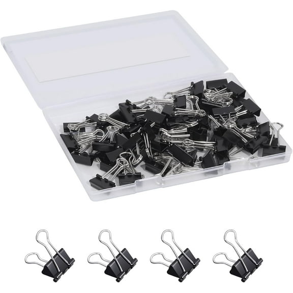 60 Pcs Small Binder Clips 3/4 Inch Length, Black Small Paper Clips for Office, Standard Size