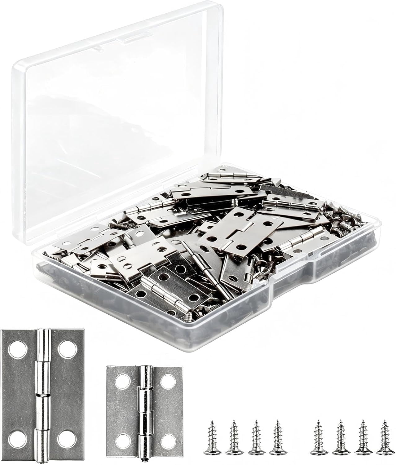 60 Pcs Small Hinges for Wooden & Jewelry Box, Silver, 2 Sizes | Mini ...
