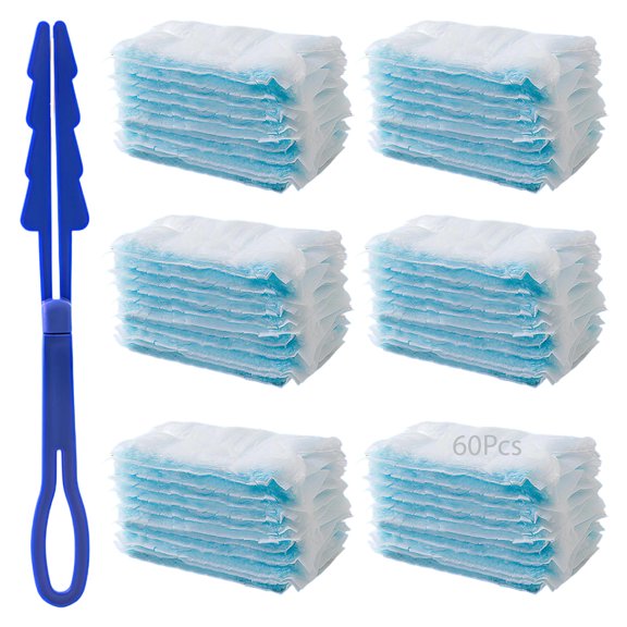 60 Pcs Static Disposable Dusters Refill, 35.4 in / 90 cm Long Handle, Electrostatic Adsorption for Home, Car, Ceiling Fans, Dusting Helps Remove Small Deris, Blue