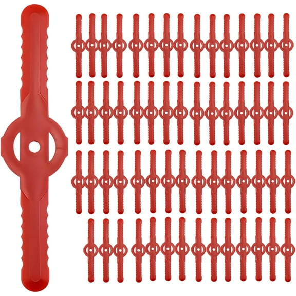 60 Pcs String Trimmer Head Blades Replace, Weed Eater Wacker Blades Plastic Replacement, Universal Weed Warrior Trimmer Head, Cutter Accessories for Grass Trimmer Lawn Mowers (Red)