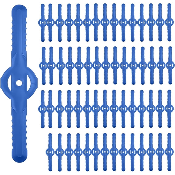 60 Pcs String Trimmer Head Blades Replace, Weed Eater Wacker Blades Plastic Replacement, Universal Weed Warrior Trimmer Head, Cutter Accessories for Grass Trimmer Lawn Mowers (Blue)