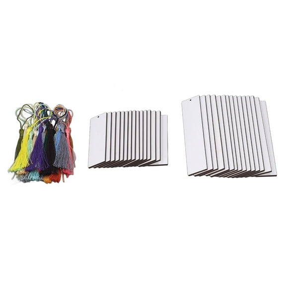60 Pcs Sublimation Blanks Bookmark Double Sided Products with Colorful Tassels for DIY Gift Labels