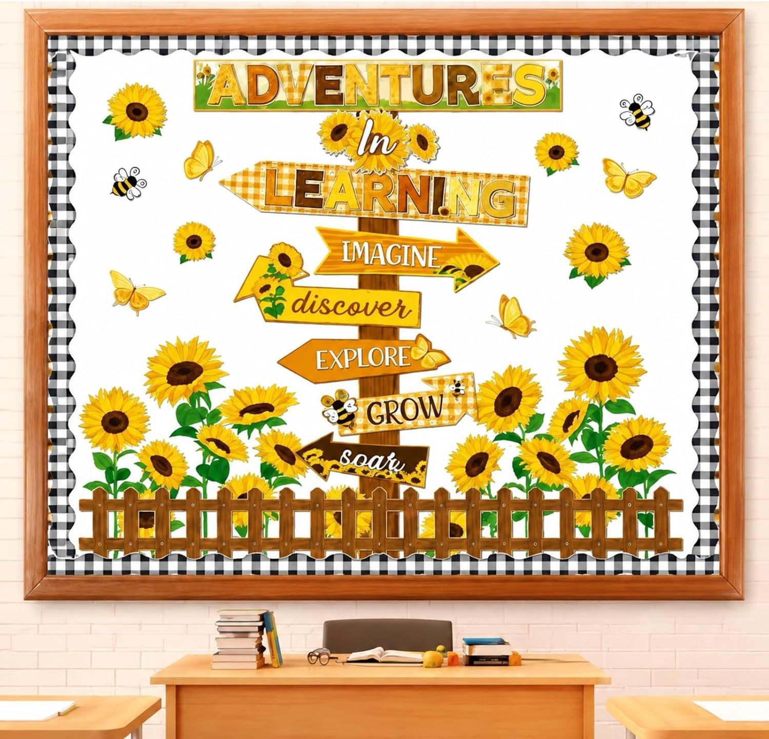 Bee Decorative Paper 60 Pcs Sunflower Bulletin Board Decorations Adventures in Learning ...