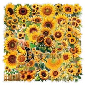 60 Pcs Sunflower Stickers With Newly Upgraded Waterproof Layer, Reusable Non-Marking Glue For Easy Repasting And Tearing, High-Definition All Pre-Cut Designs For Laptops Phones