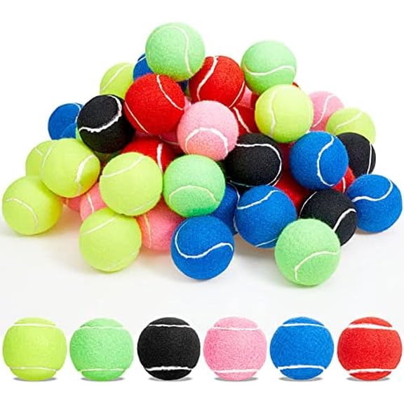 60 Pcs Tennis Balls Bulk Standard Tennis Training Ball Tennis Practice Balls PET Dog Playing Balls Tennis Accessories for Beginner Practice Training Sports, 6 Colors$$Sport & Recreation Other
