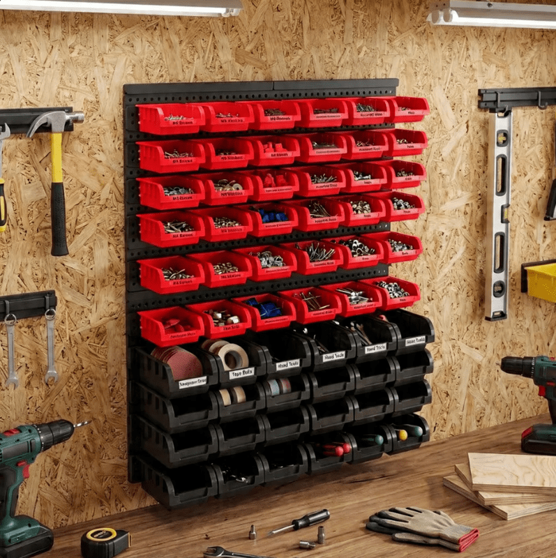 60 Pcs Wall Mounted Storage Bins, Nut and Bolt Organizer, Plastic Bolt Bin, Screw Organizer, Storage Bins for Garage