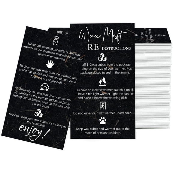 60 Pcs Wax Melting Furnace Care Instruction Cards Wax Warmer User Guide Card Small Business Handmade Candles Store Supplies Wax Melter Accessories Gift Box Package Insert Cards
