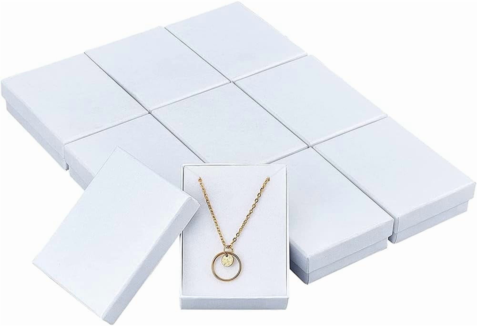 60 Pcs White Cardboard Jewelry Box 3.54"×2.36"x1.1" Rectangle Cardboard ...