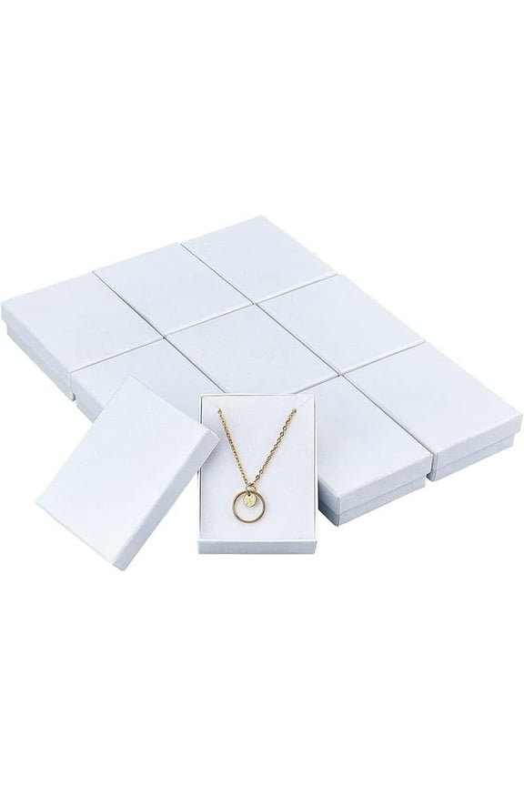 60 Pcs White Cardboard Jewelry Box 3.54"×2.36"x1.1" Rectangle Cardboard Boxes Paper Kraft Paper Gift Packaging Box
