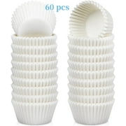 60 Pcs White Paper Baking Cups,Standard Size Baking Cases for Cupcakes,Greaseproof Paper Cupcake,2 Inch Wrappers Baking Cupcake,Artrylin