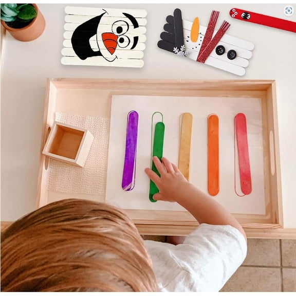 60 Pcs Wood Craft Sticks 5.9 Inch, Ice Cream Sticks, Wooden Jumbo Sticks, Popsicle Sticks, I for Building Model, Kids Handicraft, and Creating Craft Projects