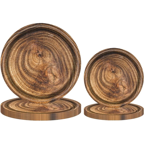 60 Pcs Wood Grain Paper Plates Birthday Decorations Party Disposable Tableware, Include 30pcs Dinner Plates and 30pcs Dessert Plates, Lumberjack Camping Hunting Theme Party Supplies, Serves 30 Guest