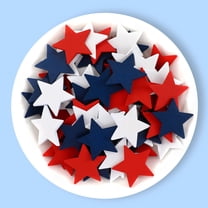 60 Pcs Wooden Stars Decorations 4th of July Patriotic Star Ornaments for Crafts Red White Blue Star Shape Cutouts Vase Bowl Filler Tiered Tray Decor for Independence Memorial Day (1.2 Inch)