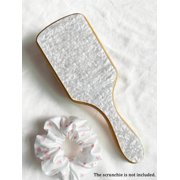 60# Pearl White Personalized Acrylic Hair Comb, Custom Name Glitter Marble